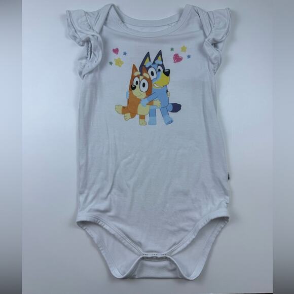 Little Sleepies Bamboo Bluey & Bingo Graphic Flutter Bodysuit Size 18-24 Months - Picture 1 of 6